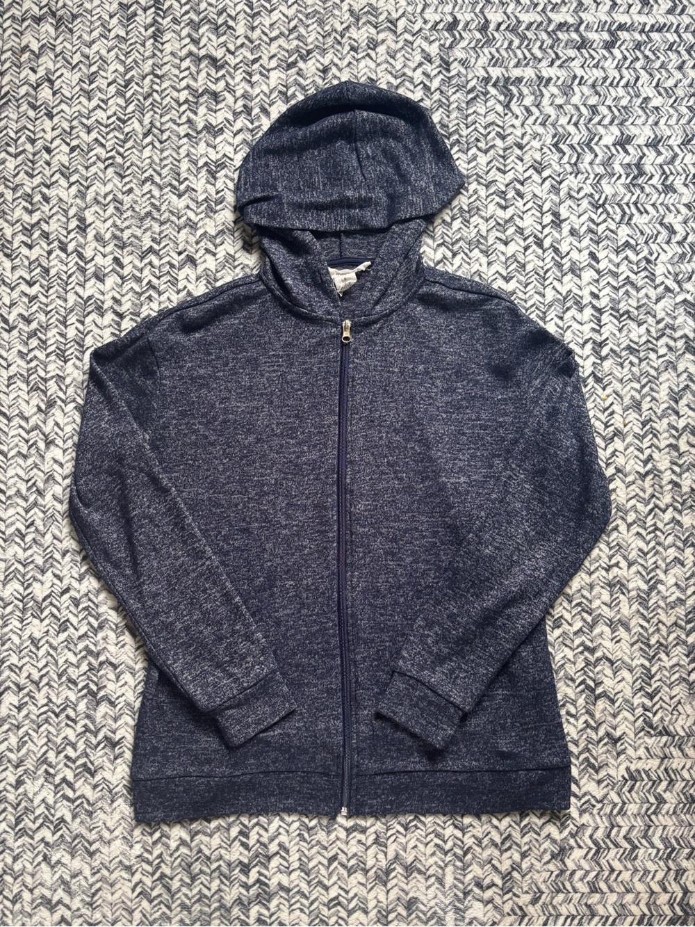 Women’s Small Navy Blue Lightweight Soft Sporty Classic Zip-Up Hoodie Jacket